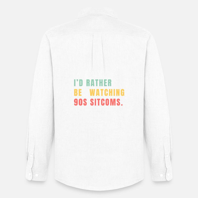 I’d Rather Be Watching 90s Sitcoms - Männer Oxford Hemd von Stanley/Stella - Weiß