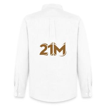 21 Million Limit BTC Crypto Graphic Motif - Men's Oxford Shirt by Stanley/Stella - white - Back - AI Model Male 185 dark (185cm)