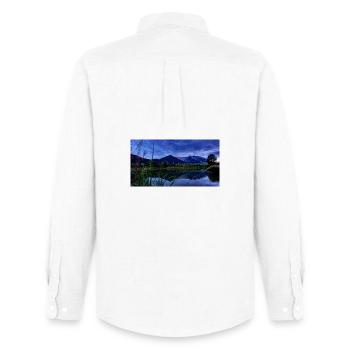 Vue nocturne sur le lac de la montagne Blau - Chemise Oxford homme Stanley/Stella - blanc - Dos - AI Model Male 185 dark (185cm)