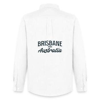 Brisbane Australie Script - Chemise Oxford homme Stanley/Stella - blanc - Dos - AI Model Male 185 dark (185cm)
