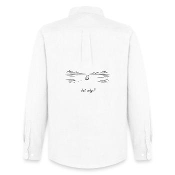 Pinguin auf dem Weg zum Berg – Nihilist Penguin Tee - Männer Oxford Hemd von Stanley/Stella - Weiß - Hinten - AI Model Male 185 dark (185cm)