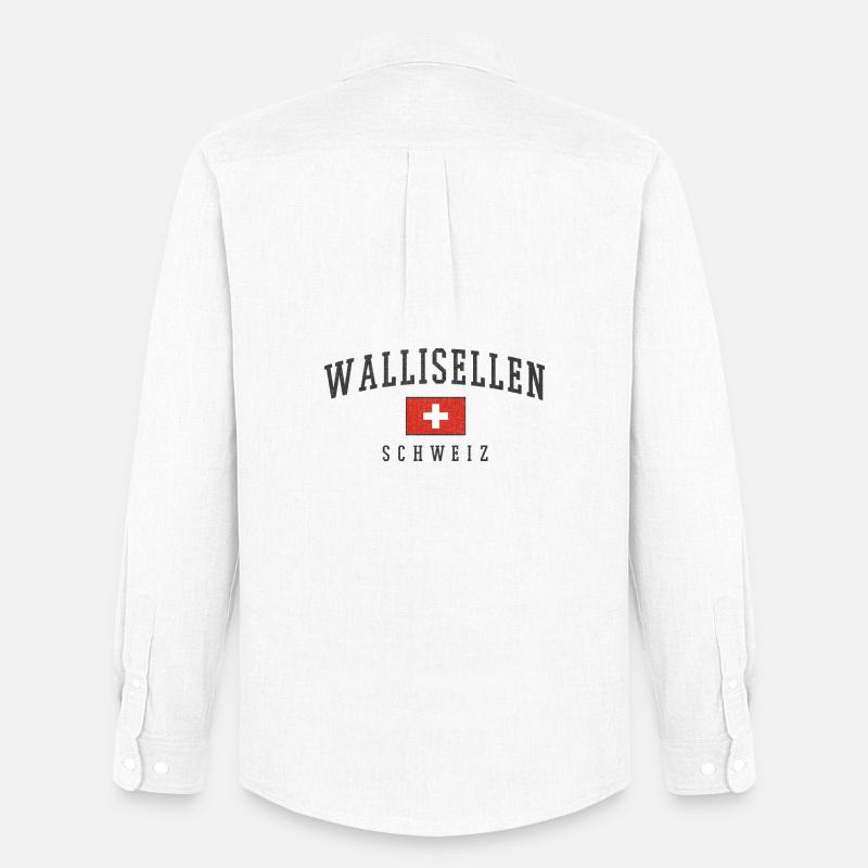 Wallisellen Schweiz Emblem mit Schweizer Flagge - Männer Oxford Hemd von Stanley/Stella - Weiß