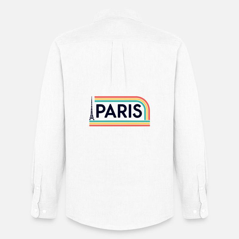 Paris Rainbow Retro - Männer Oxford Hemd von Stanley/Stella - Weiß