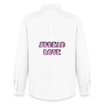 Typographie Spread Love - Chemise Oxford homme Stanley/Stella - blanc - Dos - AI Model Male 185 dark (185cm)