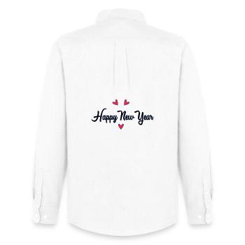HAPPY NEW YEAR - Men's Oxford Shirt by Stanley/Stella - white - Back - AI Model Male 185 dark (185cm)