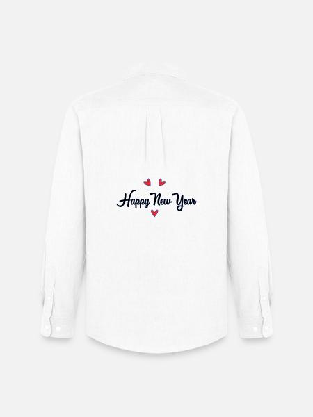 HAPPY NEW YEAR - Chemise Oxford homme Stanley/Stella - blanc