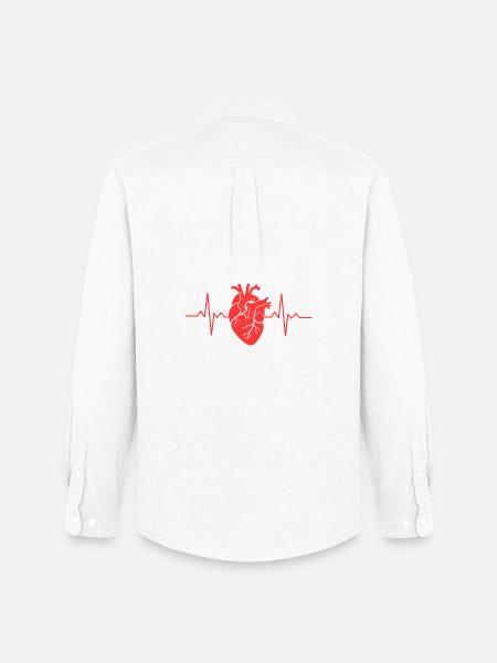 Herzschlag Design mit Herzmotiv - Männer Oxford Hemd von Stanley/Stella - Weiß