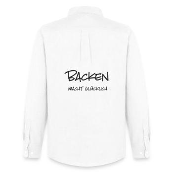La pâtisserie vous rend heureux – Lettrage amusant pour B - Chemise Oxford homme Stanley/Stella - blanc - Dos - AI Model Male 185 dark (185cm)