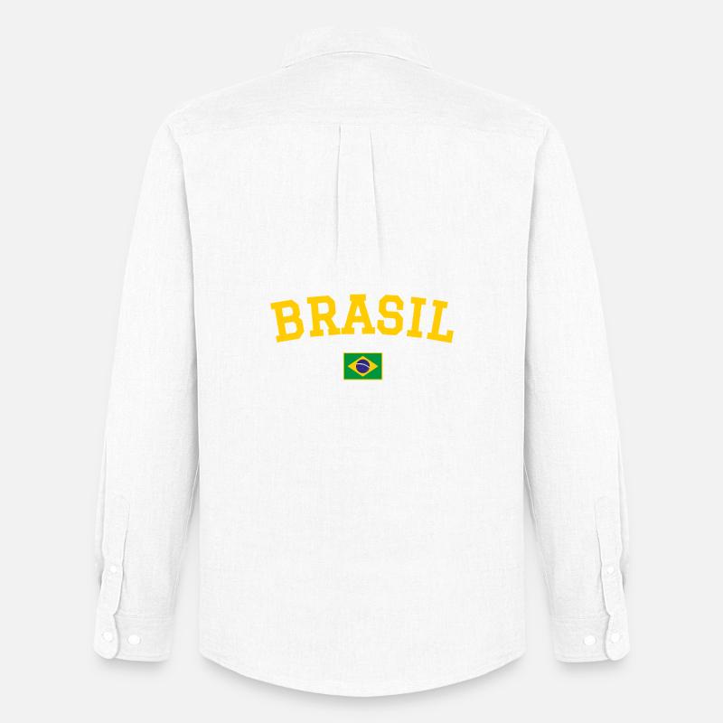 Brasilien Flagge Design Gelb - Männer Oxford Hemd von Stanley/Stella - Weiß