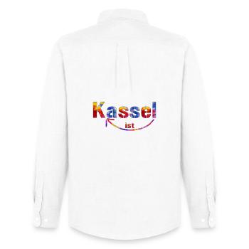 Kassel est super - Chemise Oxford homme Stanley/Stella - blanc - Dos - AI Model Male 185 dark (185cm)
