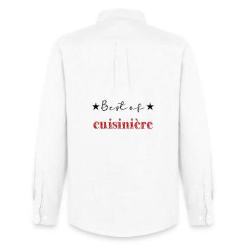 CUISINIERE. MAMAN. FÊTE DES MÈRES. BONNE FÊTE - Chemise Oxford homme Stanley/Stella - blanc - Dos - AI Model Male 185 dark (185cm)