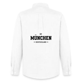 089 Muenchen Deutschland - Männer Oxford Hemd von Stanley/Stella - Weiß - Hinten - AI Model Male 185 dark (185cm)
