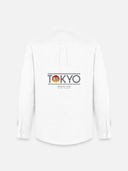 Tokio Neon Sonne Motiv - Männer Oxford Hemd von Stanley/Stella - Weiß