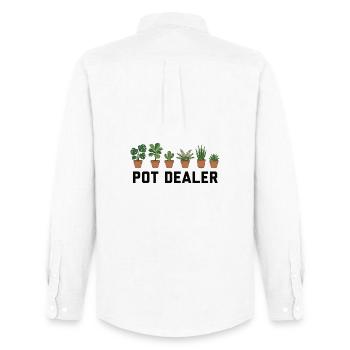 Urban Jungle: Dein lokaler Pot Dealer - Männer Oxford Hemd von Stanley/Stella - Weiß - Hinten - AI Model Male 185 dark (185cm)