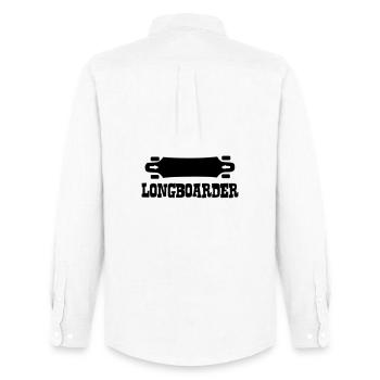 Longboard,planche à roulettes,patin,patineur - Chemise Oxford homme Stanley/Stella - blanc - Dos - AI Model Male 185 dark (185cm)