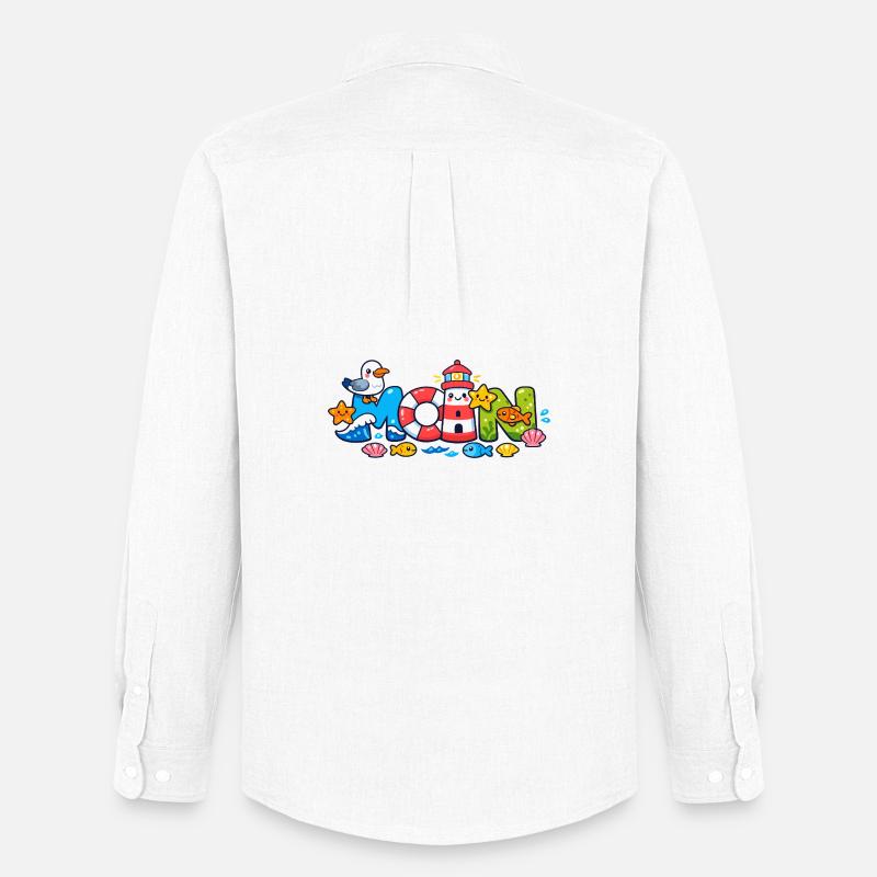 MOIN Möwe Leuchtturm Maritim Bunt - Männer Oxford Hemd von Stanley/Stella - Weiß