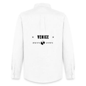 Venice Italy Coordinates Gps Globe - Men's Oxford Shirt by Stanley/Stella - white - Back - AI Model Male 185 dark (185cm)