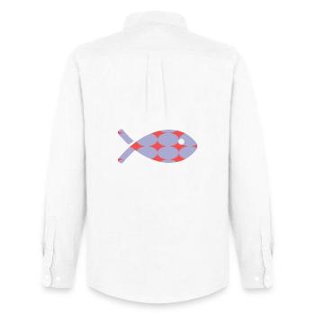SARDINE. FISH. APRIL FOOL - Men's Oxford Shirt by Stanley/Stella - white - Back - AI Model Male 185 dark (185cm)