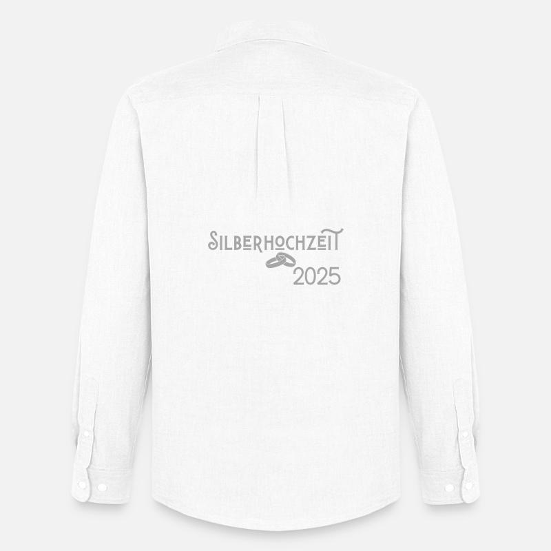 Silberhochzeit 2025 mit Ringen Jugendstil - Männer Oxford Hemd von Stanley/Stella - Weiß