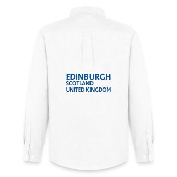 Édimbourg – Écosse Textdesign - Chemise Oxford homme Stanley/Stella - blanc - Dos - AI Model Male 185 dark (185cm)