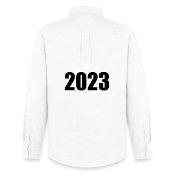 2023 black New Year's Eve New Year - Men's Oxford Shirt by Stanley/Stella - white - Back - AI Model Male 185 dark (185cm)