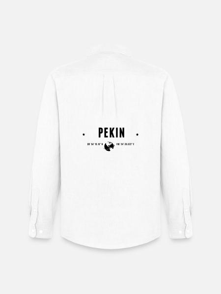 Pékin Coordonnées Géographiques Stylisées - Chemise Oxford homme Stanley/Stella - blanc