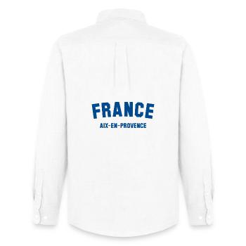 AIX-EN-PROVENCE, FRANCE - Chemise Oxford homme Stanley/Stella - blanc - Dos - AI Model Male 185 dark (185cm)