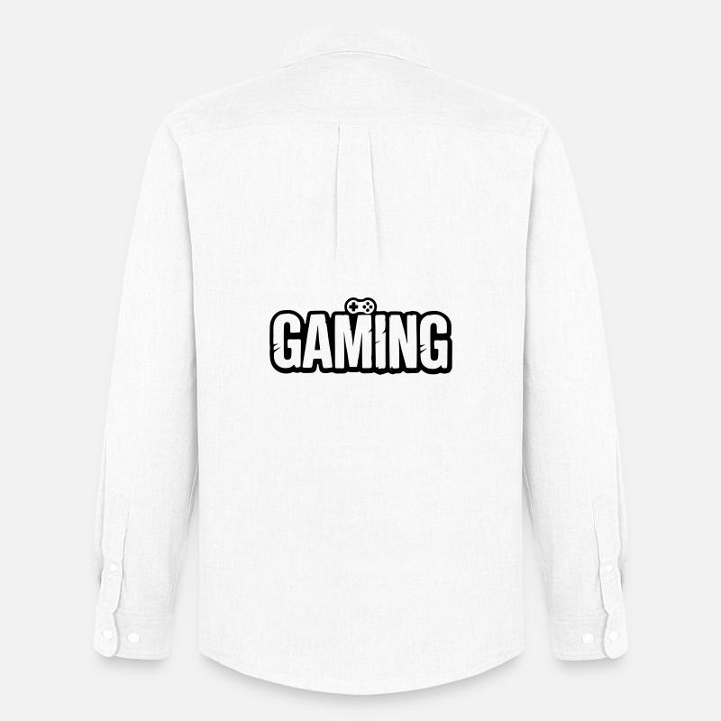 Gaming_Schrift_mit_Conroller - Männer Oxford Hemd von Stanley/Stella - Weiß