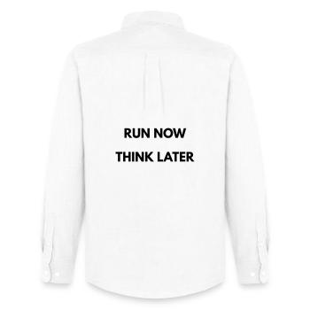 Running Motivation Run Now Think Later - Chemise Oxford homme Stanley/Stella - blanc - Dos - AI Model Male 185 dark (185cm)