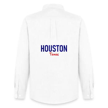 Houston - Texas - USA - America - Amerika - Männer Oxford Hemd von Stanley/Stella - Weiß - Hinten - AI Model Male 185 dark (185cm)