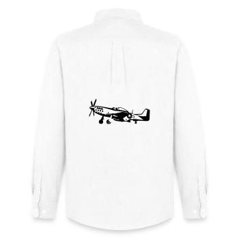 P-51 - Männer Oxford Hemd von Stanley/Stella - Weiß - Hinten - AI Model Male 185 dark (185cm)