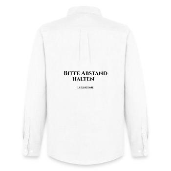 Bitte Abstand halten, Luxuszone - Männer Oxford Hemd von Stanley/Stella - Weiß - Hinten - AI Model Male 185 dark (185cm)