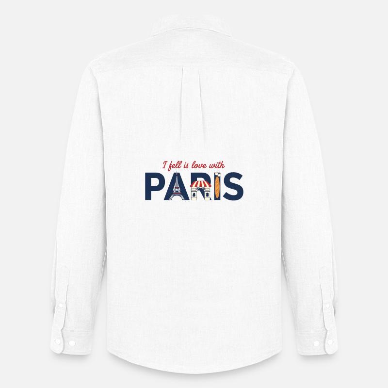Paris Liebe – Eiffelturm & Baguette Design - Männer Oxford Hemd von Stanley/Stella - Weiß