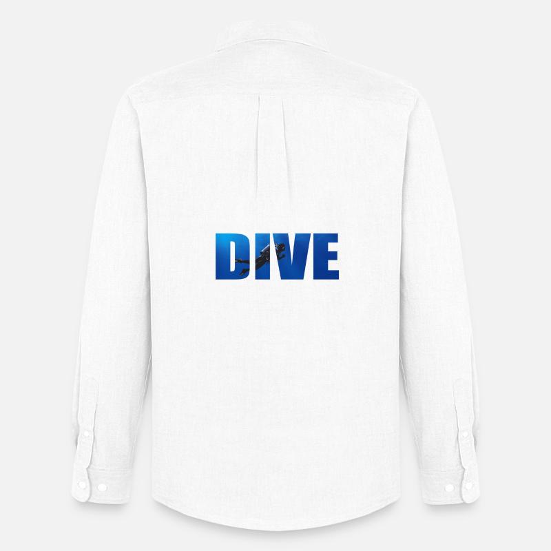 Dive Text mit Taucher im Ozean - Männer Oxford Hemd von Stanley/Stella - Weiß