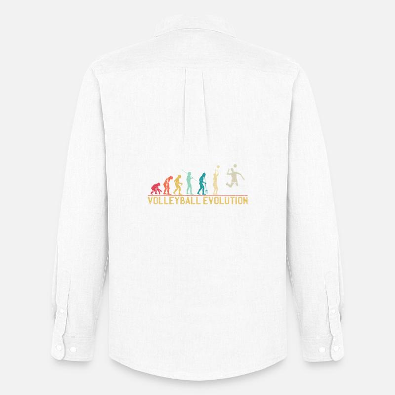 Volleyball Evolution Grafik T-Shirt - Männer Oxford Hemd von Stanley/Stella - Weiß