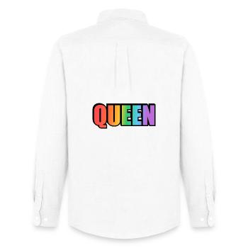KÖNIGIN REGENBOGEN - Männer Oxford Hemd von Stanley/Stella - Weiß - Hinten - AI Model Male 185 dark (185cm)