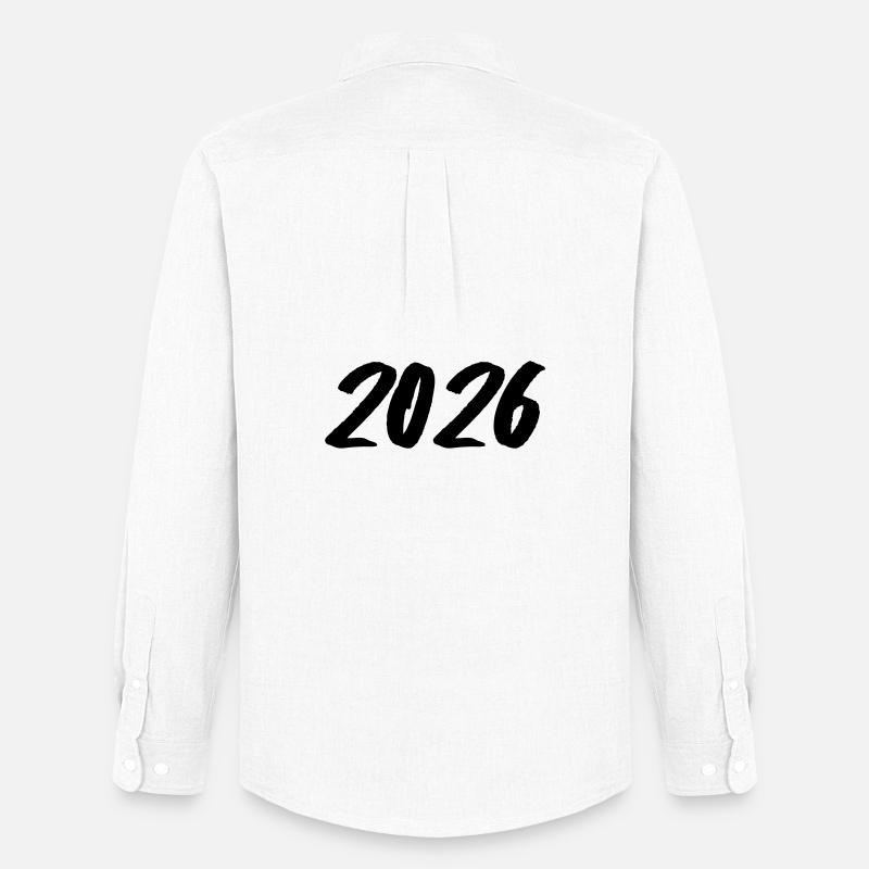 Jahreszahl 2026 Pinselstrich - Männer Oxford Hemd von Stanley/Stella - Weiß