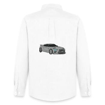 Sportwagen Silhouette Neon Highlights - Männer Oxford Hemd von Stanley/Stella - Weiß - Hinten - AI Model Male 185 dark (185cm)