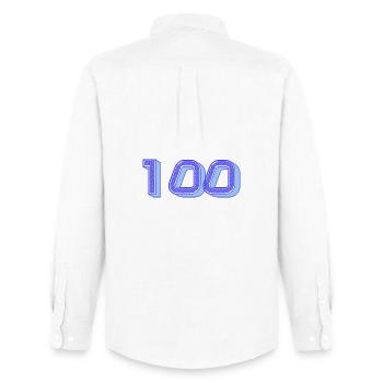 100. 100 YEARS. 100th ANNIVERSARY. BIRTHDAY 100 - Men's Oxford Shirt by Stanley/Stella - white - Back - AI Model Male 185 dark (185cm)