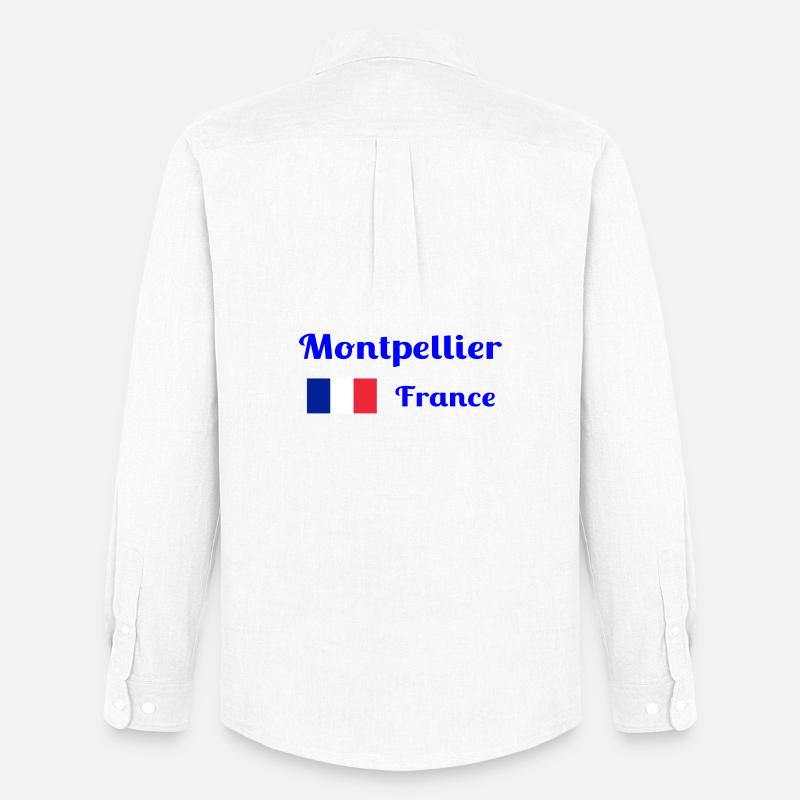 Montpellier, Frankreich - Stilvolle Drucke - Männer Oxford Hemd von Stanley/Stella - Weiß