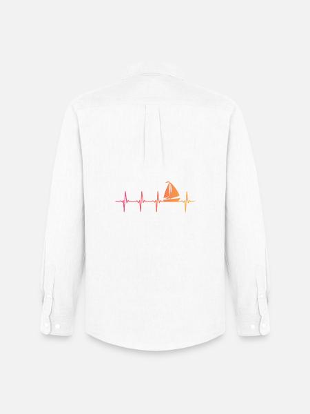Sunset Sailing Boat Heartbeat Sail - Men's Oxford Shirt by Stanley/Stella - white