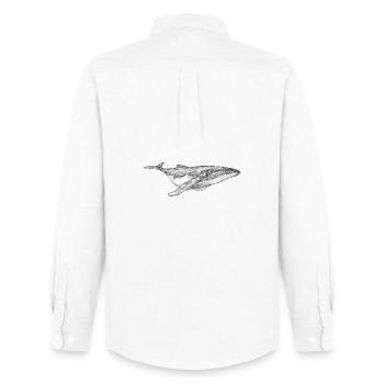 Conception de baleine flottante - Chemise Oxford homme Stanley/Stella - blanc - Dos - AI Model Male 185 dark (185cm)