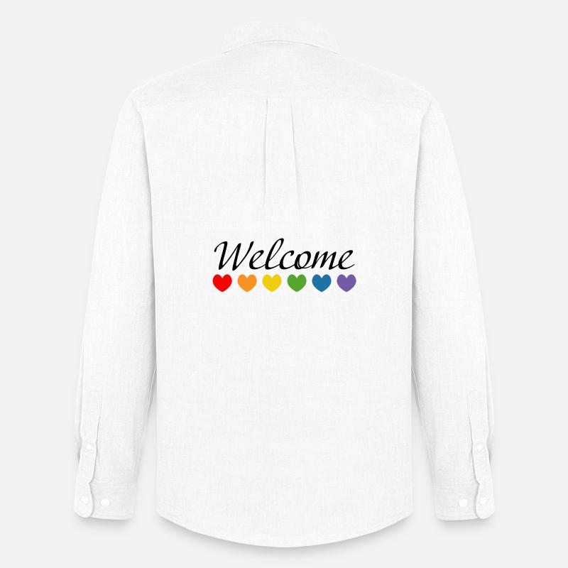 Regenbogenherzchen Welcome schwarz - Männer Oxford Hemd von Stanley/Stella - Weiß
