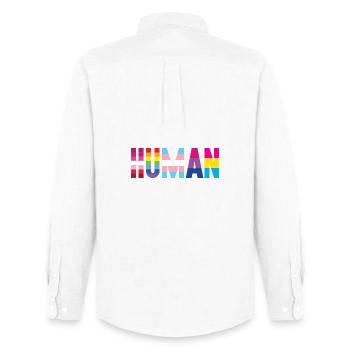 Pride Month LGBT - We Are All Human - Men's Oxford Shirt by Stanley/Stella - white - Back - AI Model Male 185 dark (185cm)