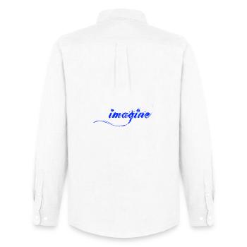 Imagine there is Peace and Love, Schrift - Männer Oxford Hemd von Stanley/Stella - Weiß - Hinten - AI Model Male 185 dark (185cm)