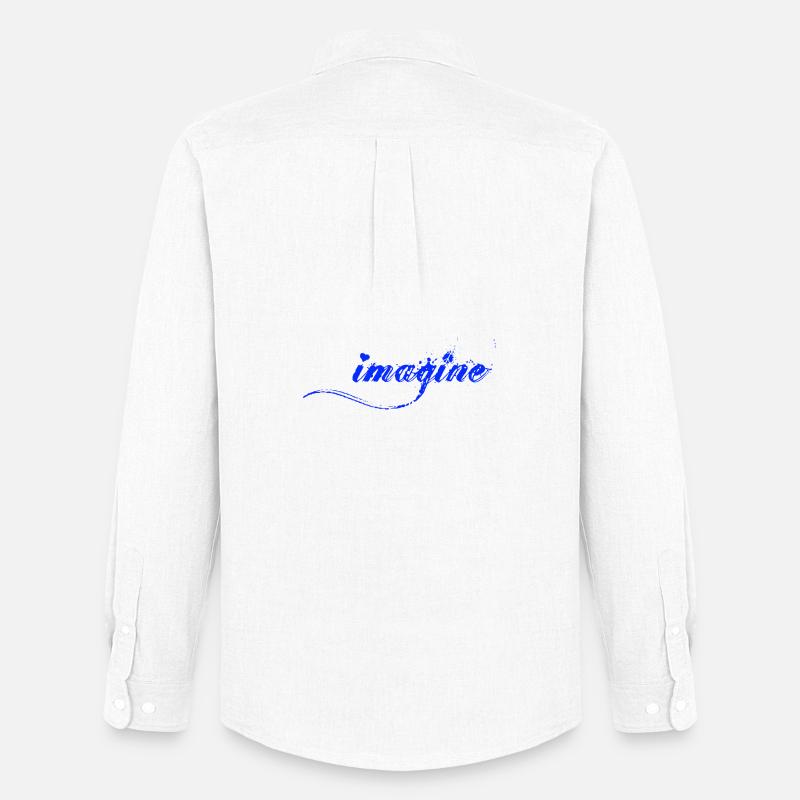 Imagine Blaue Farbklecks Script - Männer Oxford Hemd von Stanley/Stella - Weiß