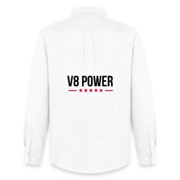V8 Power - Chemise Oxford homme Stanley/Stella - blanc - Dos - AI Model Male 185 dark (185cm)