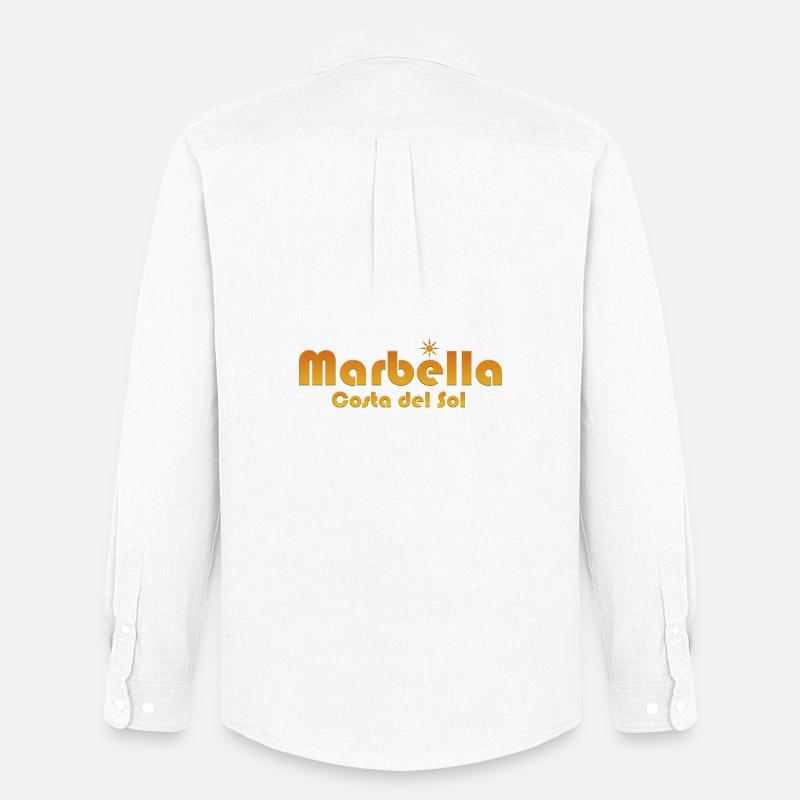 Marbella Costa del Sol-Sunburst Text - Männer Oxford Hemd von Stanley/Stella - Weiß