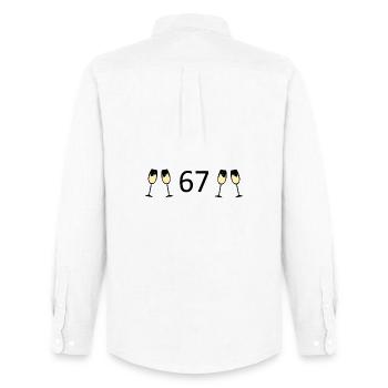 67th Birthday 67th Anniversary 67 Number 67 black - Men's Oxford Shirt by Stanley/Stella - white - Back - AI Model Male 185 dark (185cm)