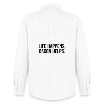 La vie arrive, le bacon aide - Chemise Oxford homme Stanley/Stella - blanc - Dos - AI Model Male 185 dark (185cm)
